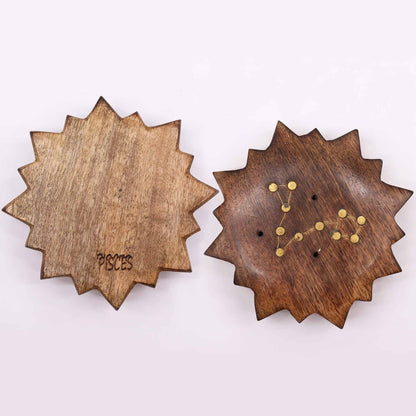 Engraved and Brass Zodiac Sign Incense Burners - Sun