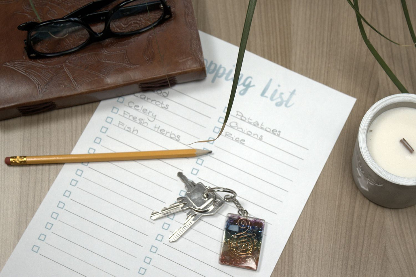 Orgonite Power Keyring - Gemstones Chakra Tree of Life