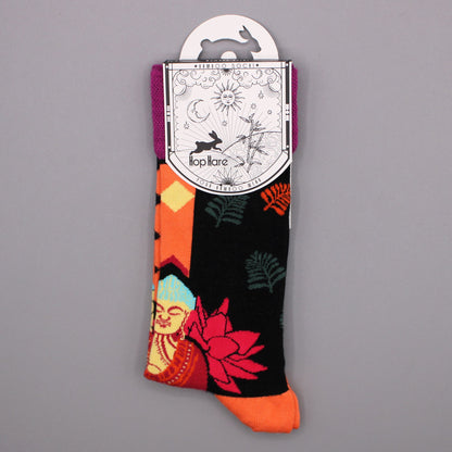 Hop Hare Bamboo Socks (41-46) - Pink Buddha & Lotus 