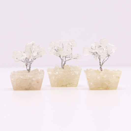 Mini Gemstone Trees On Orgonite Base - Rock Quartz (15 stones)