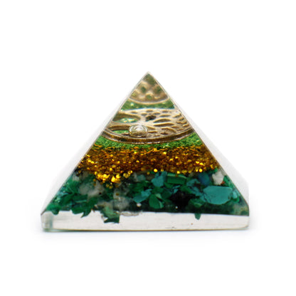 Sm Orgonite Pyramid 25mm Gemchips and Copper