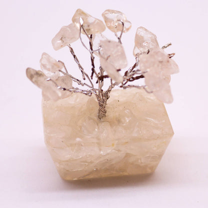 Mini Gemstone Trees On Orgonite Base - Rock Quartz (15 stones)