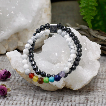 Magnetic Gemstone Bracelet - White Howlite Chackra