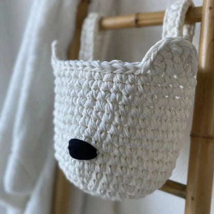 Bear Baskets | Pearl White | Hanging Storage for Cribs