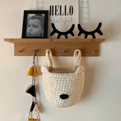 Bear Baskets | Pearl White | Hanging Storage for Cribs