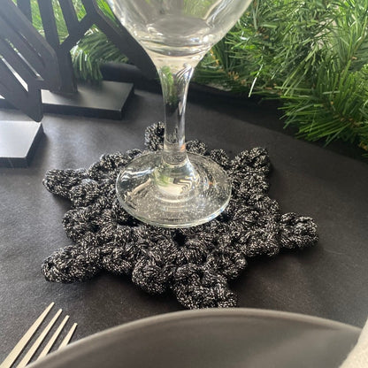 Black Sparkly Christmas Dinning Table Decor, Set of 8 pieces