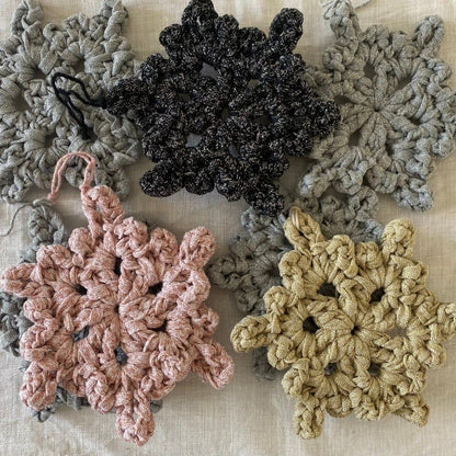 Black Sparkly Snowflake Christmas Ornament Set