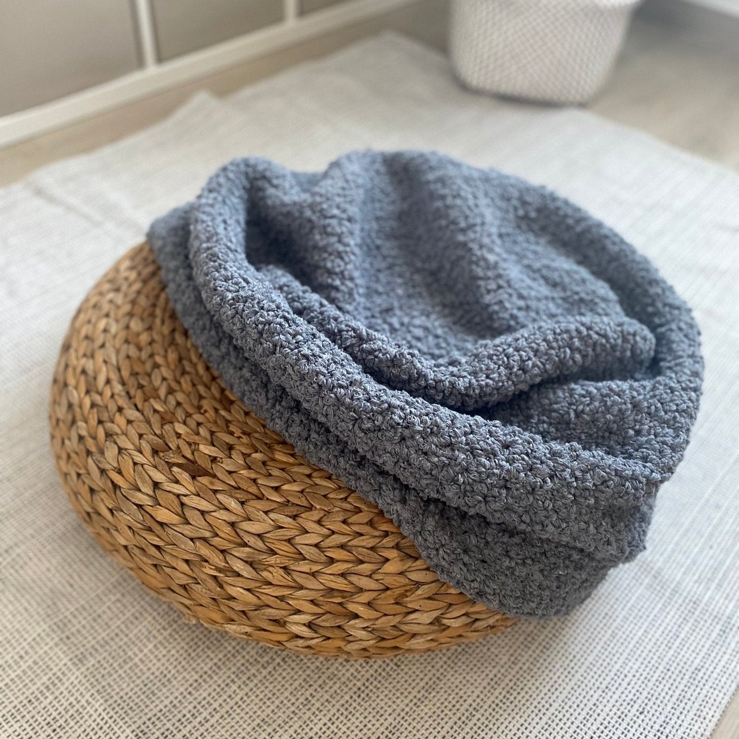 Bouclé Ottoman Pouf Cover