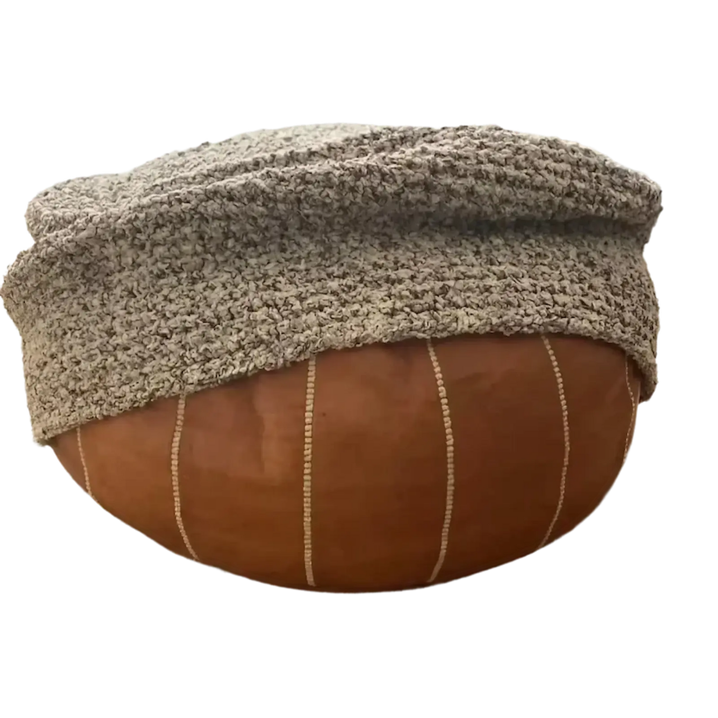 Boucle Ottoman Slipcovers | Round Pouffe Stool Cover