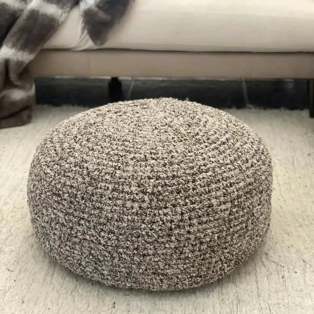 Boucle Ottoman Slipcovers | Round Pouffe Stool Cover
