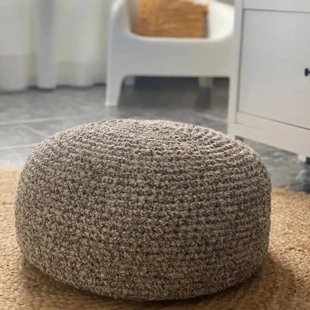 Boucle Ottoman Slipcovers | Round Pouffe Stool Cover