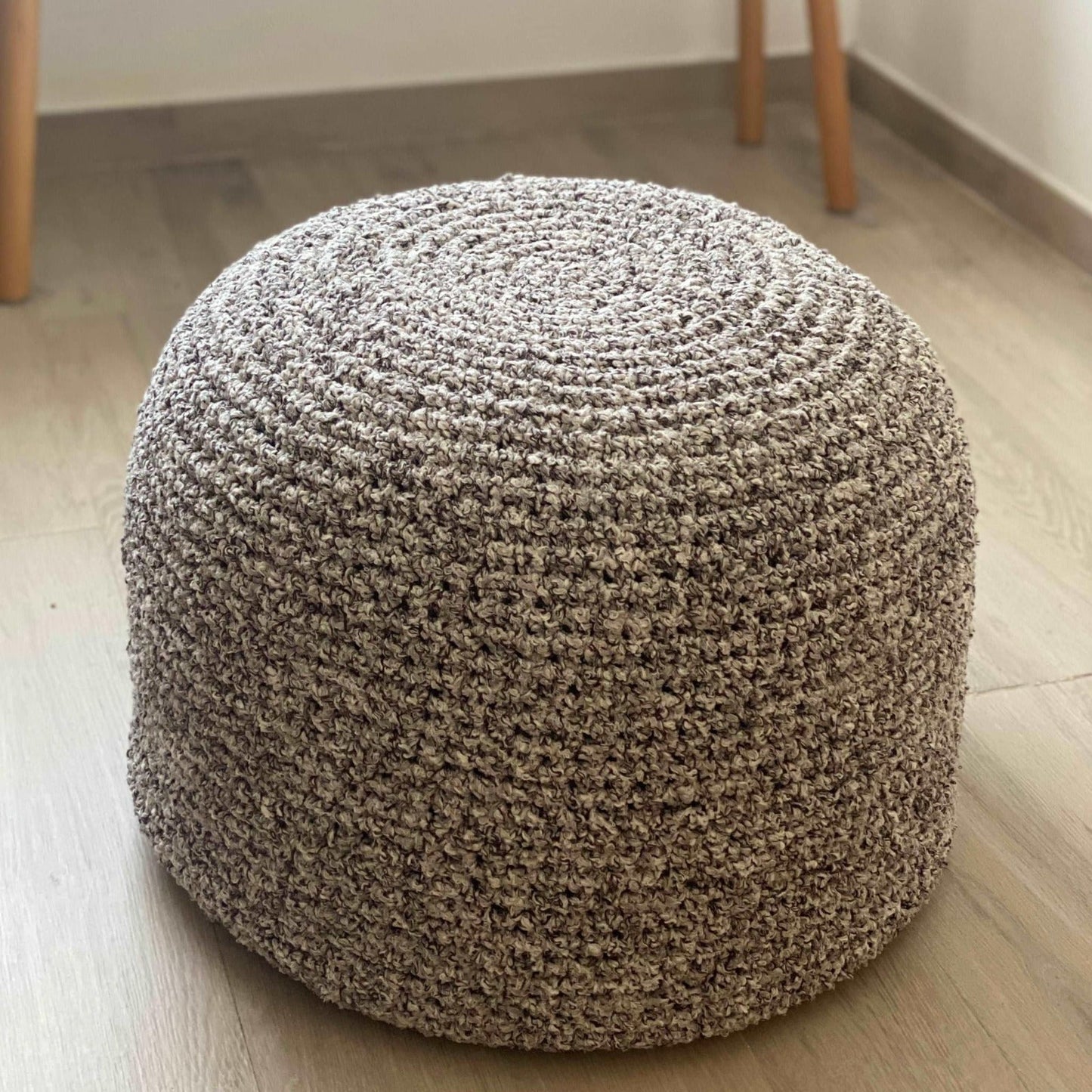 Boucle Pouf Ottoman | Beige and Brown