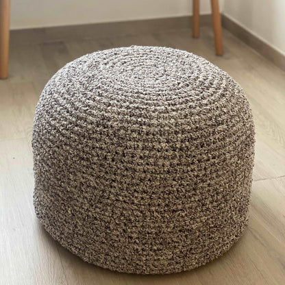 Boucle Pouf Ottoman | Beige and Brown