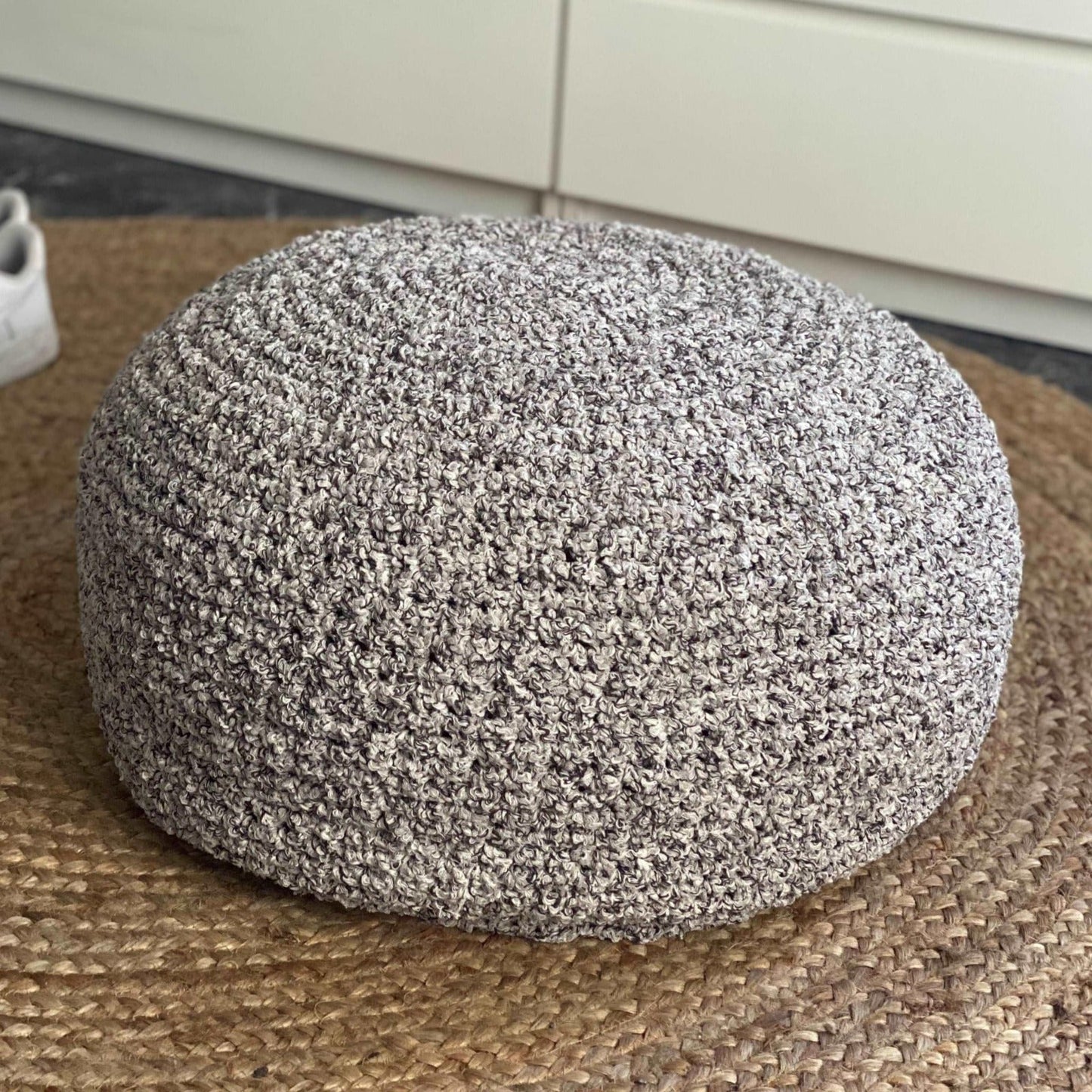 Boucle Pouf Ottoman | Beige and Brown