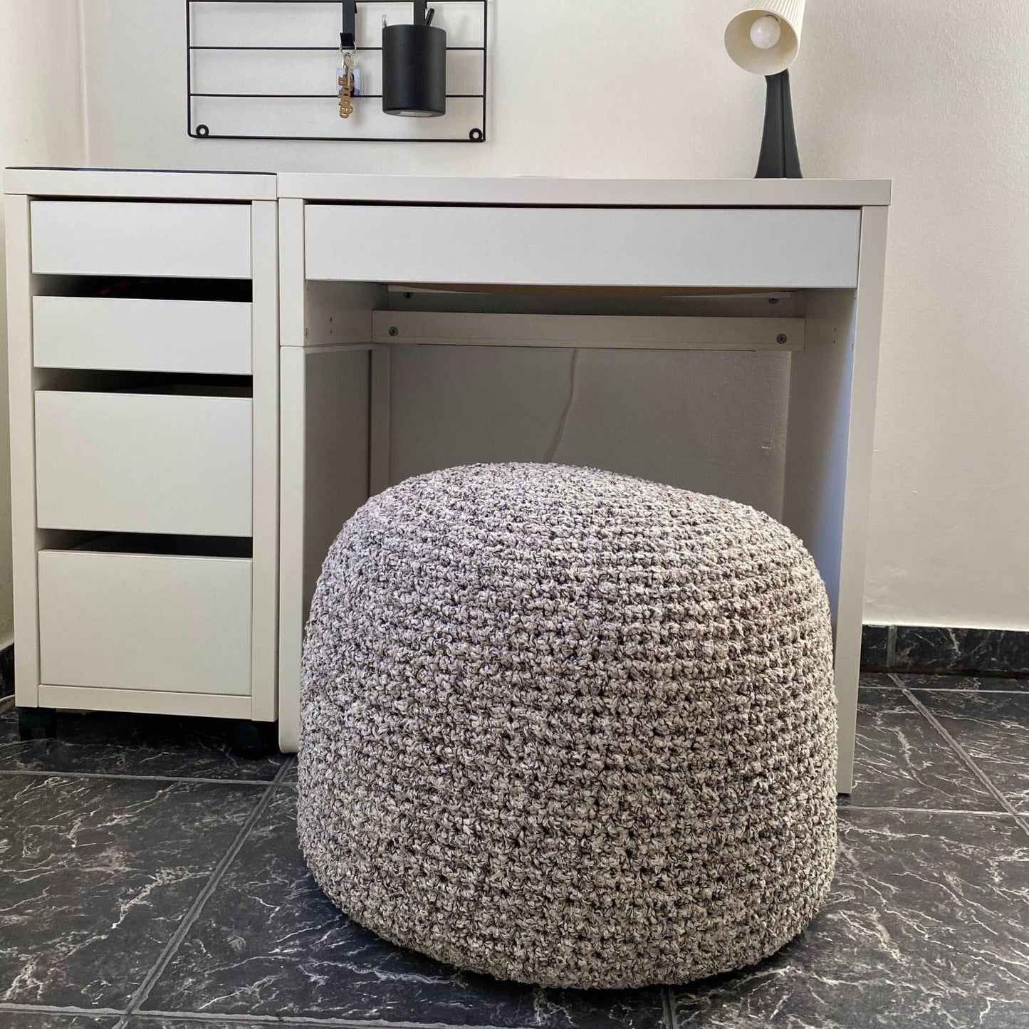 Boucle Pouf Ottoman | Beige and Brown