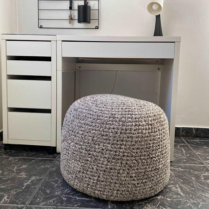 Boucle Pouf Ottoman | Beige and Brown