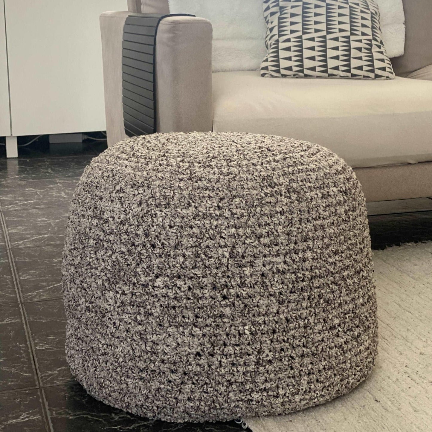 Boucle Pouf Ottoman | Beige and Brown