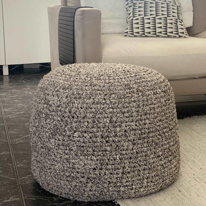 Boucle Pouf Ottoman | Beige and Brown