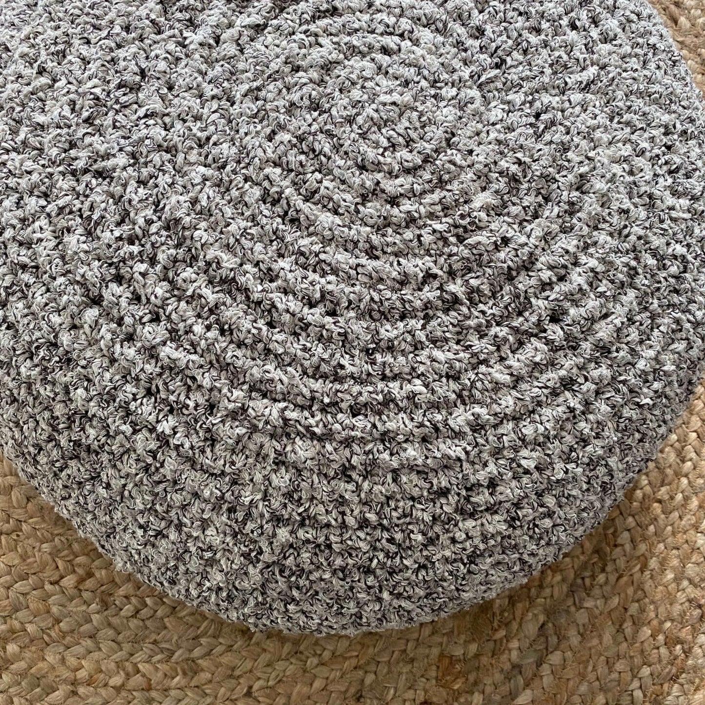 Boucle Pouf Ottoman | Beige and Brown
