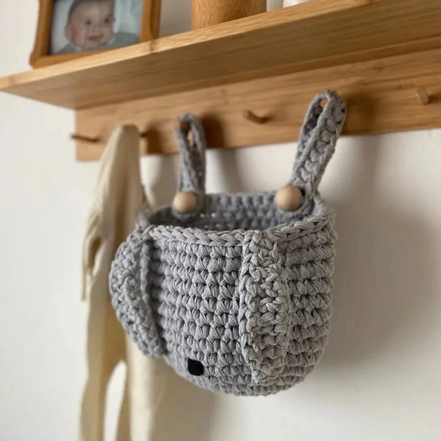 Bunny Baskets | Light Gray Hanging Storage for Cribs