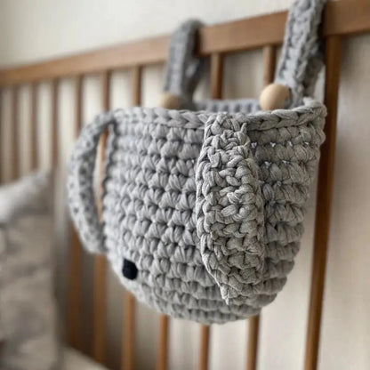 Bunny Baskets | Light Gray Hanging Storage for Cribs