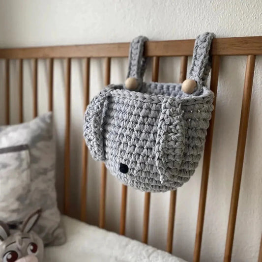 Bunny Baskets | Light Gray Hanging Storage for Cribs