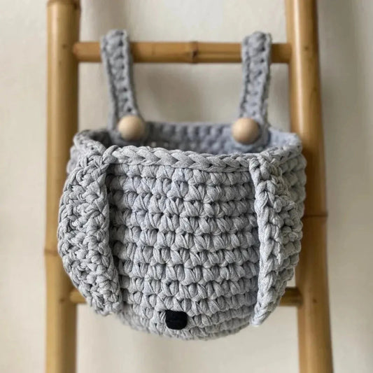 Bunny Baskets | Light Gray Hanging Storage for Cribs
