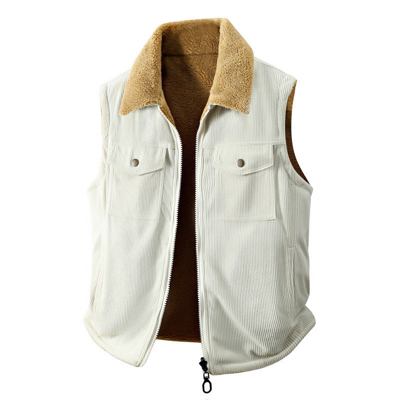 Mens AutumnWinter Jacquard Loose Cotton Thermal Padded Reversible Vest
