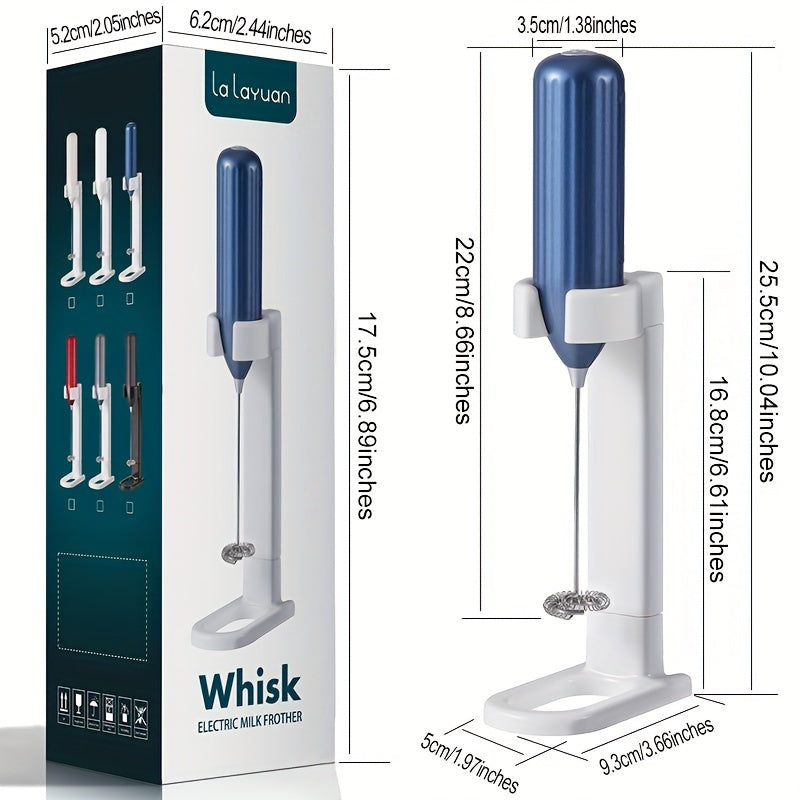 1pc, Lalayuan Powerful Electric Milk Frother, Mini Milk Foamer, Battery Operated (Not Included) Stainless Steel Drink Mixer, Handheld Electric Whisk For Coffee, Latte, Cappuccino, Chocolate, Matcha