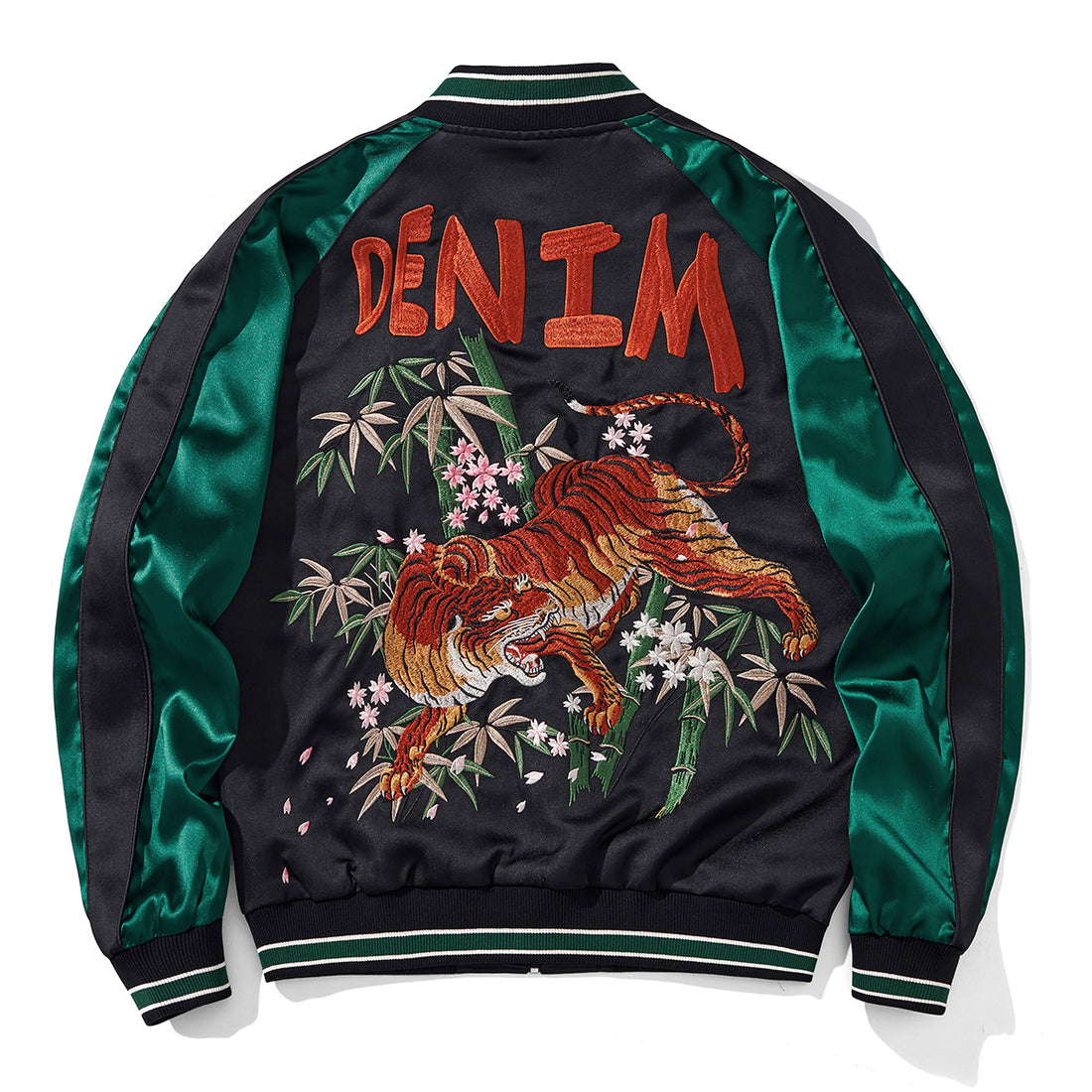 Heavy Duty Embroidered Tiger Design Mens Casual Baseball Jacket