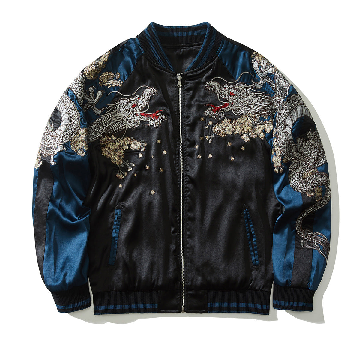 Mens Loose Fit Polyester Embroidered Chinese Style Jacket