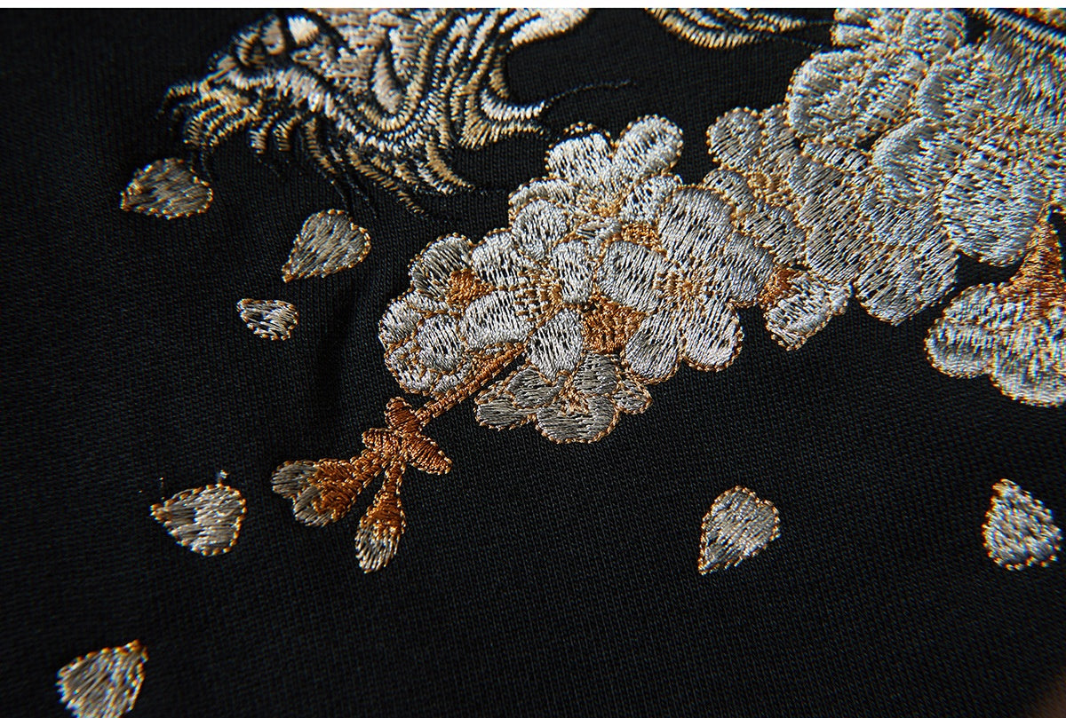 Mens Loose Fit Polyester Embroidered Chinese Style Jacket