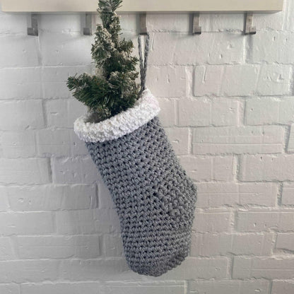 Chunky Knit Christmas Stocking - Silver Sparkly Christmas Decor