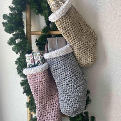 Chunky Knit Christmas Stocking - Silver Sparkly Christmas Decor