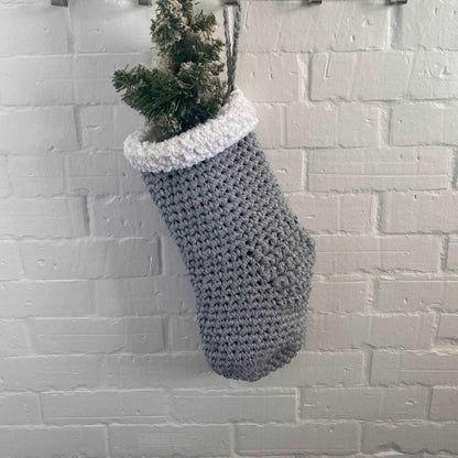 Chunky Knit Christmas Stocking - Silver Sparkly Christmas Decor