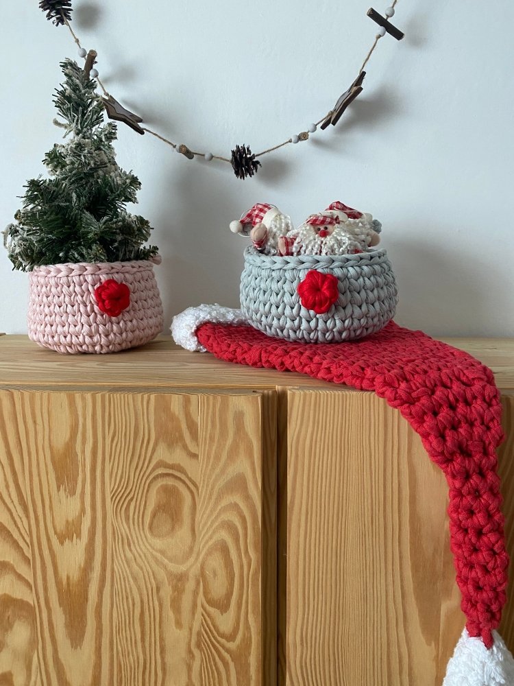 Crochet Basket Rudolph Reindeer | Sage Green