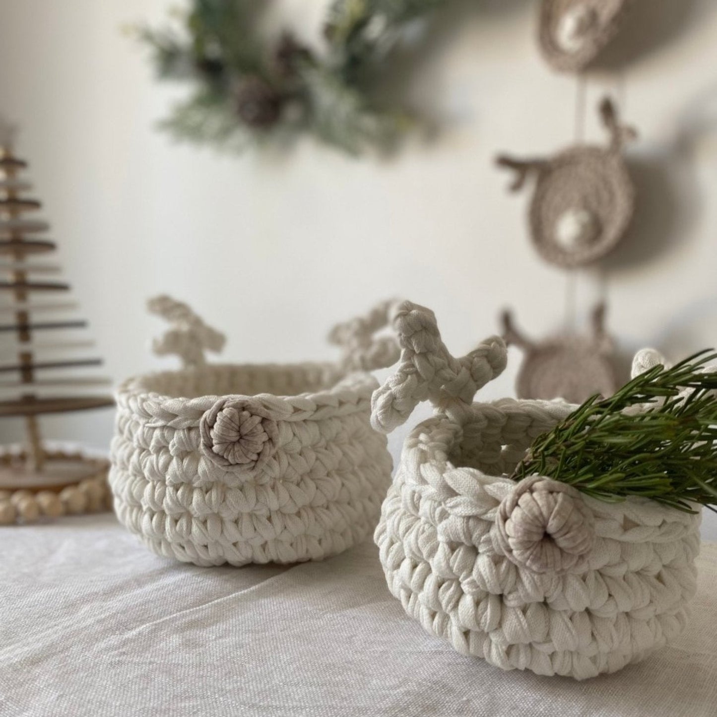 Crochet Basket Rudolph Reindeer