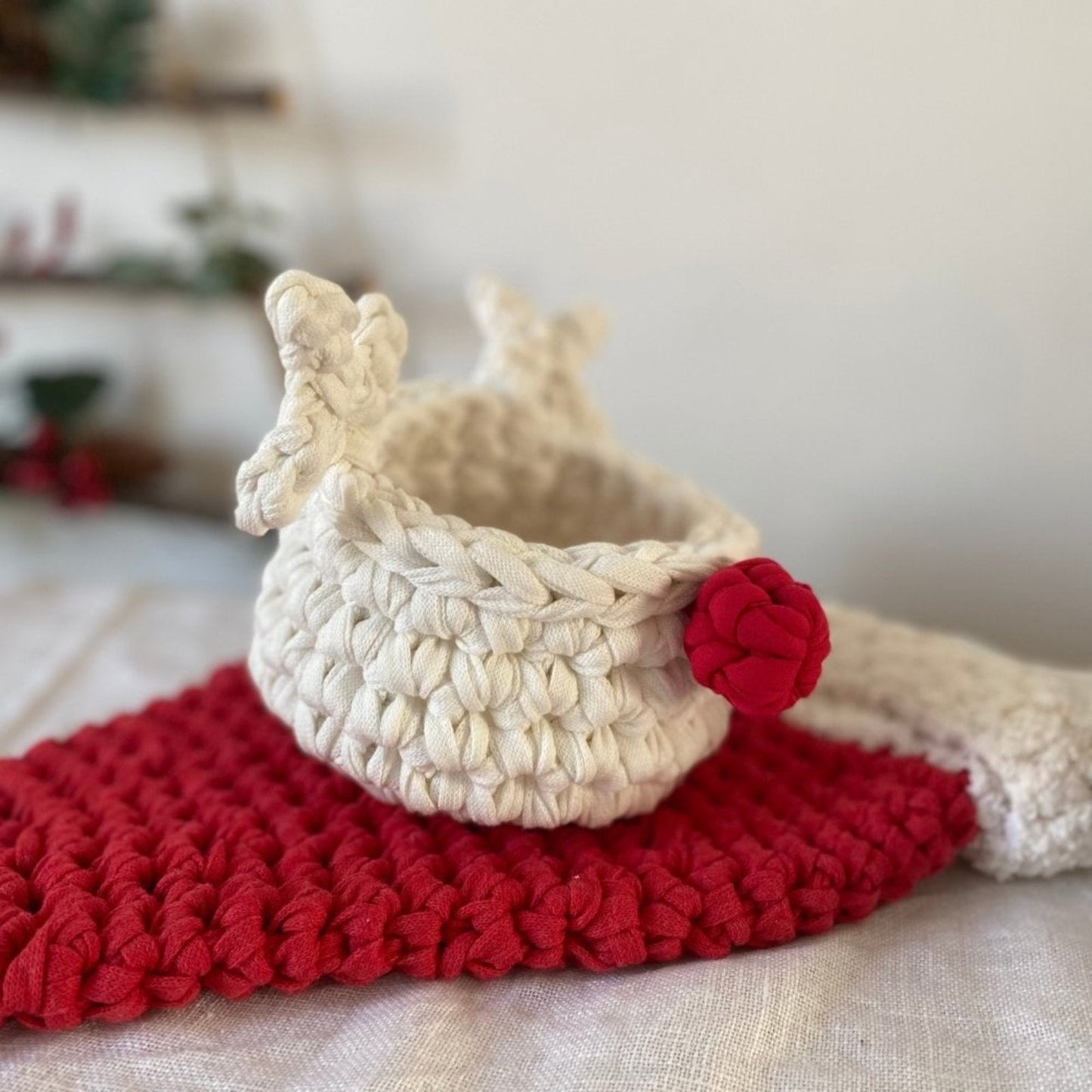 Crochet Basket Rudolph Reindeer