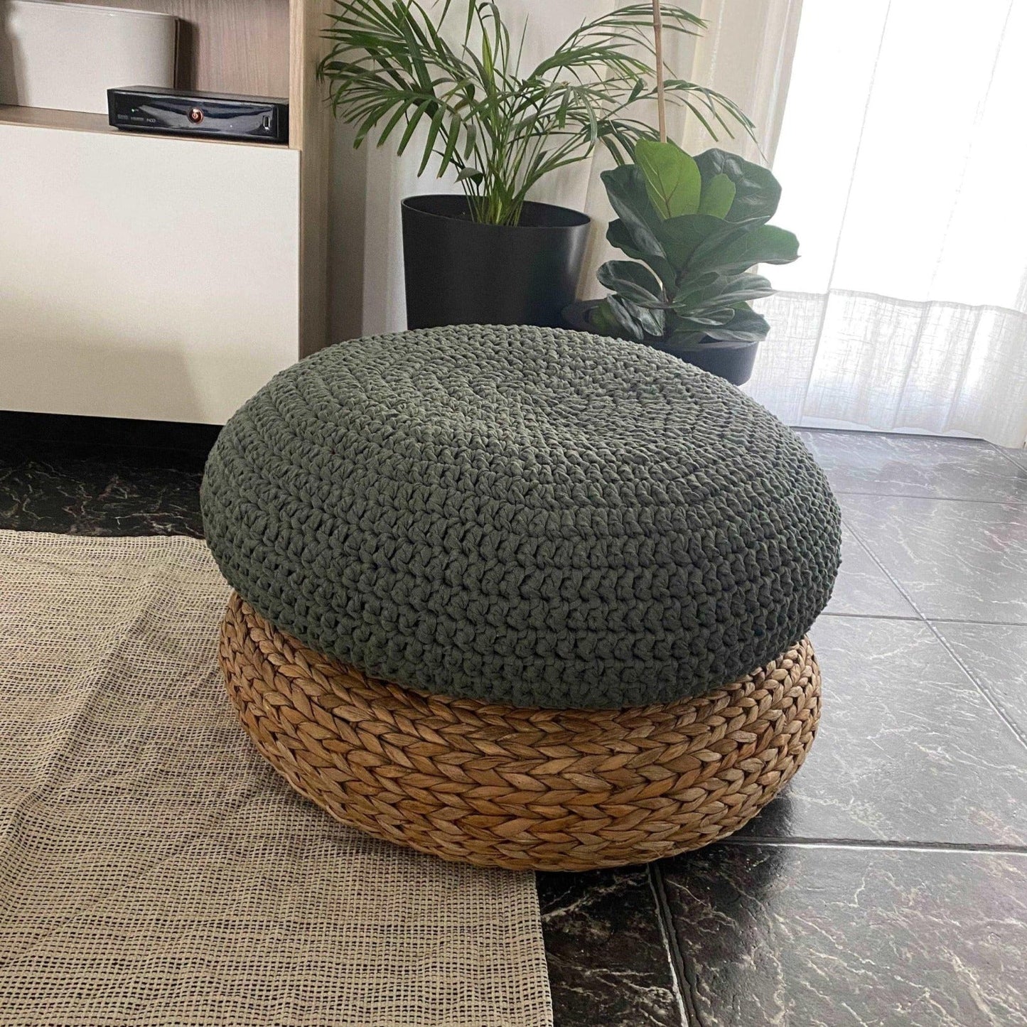 Crochet Floor Pillow Seats | Modern Seating Poufs