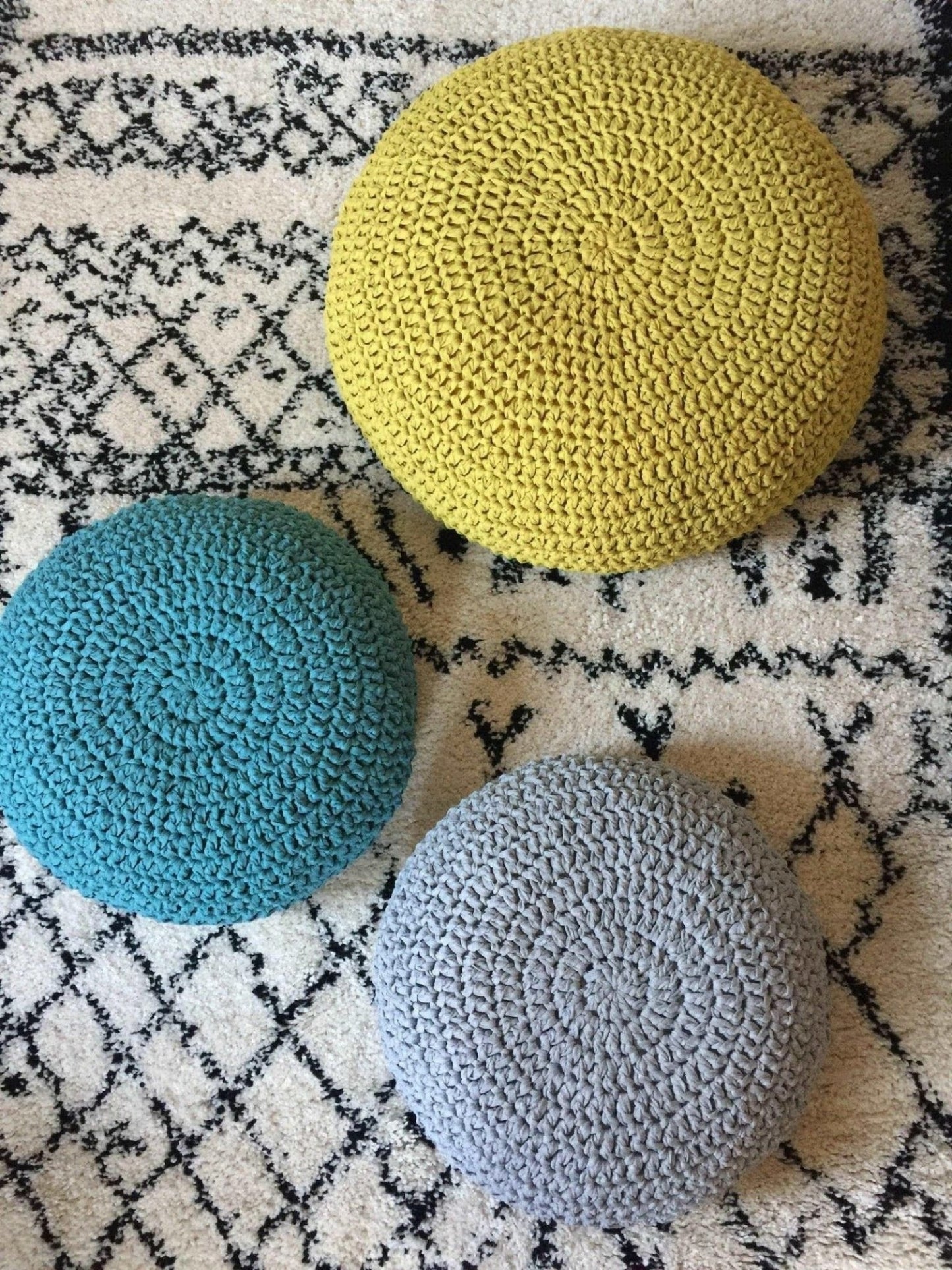 Crochet Floor Pillow Seats | Modern Seating Poufs