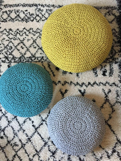 Crochet Floor Pillow Seats | Modern Seating Poufs