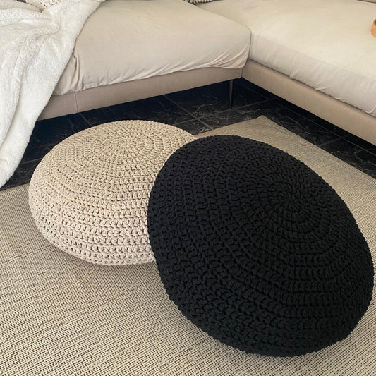 Crochet Floor Pillow Seats | Modern Seating Poufs