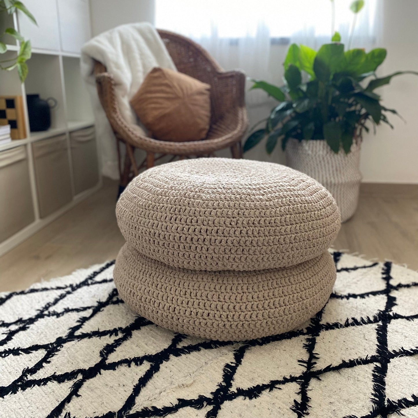 Crochet Floor Pillow Seats | Modern Seating Poufs