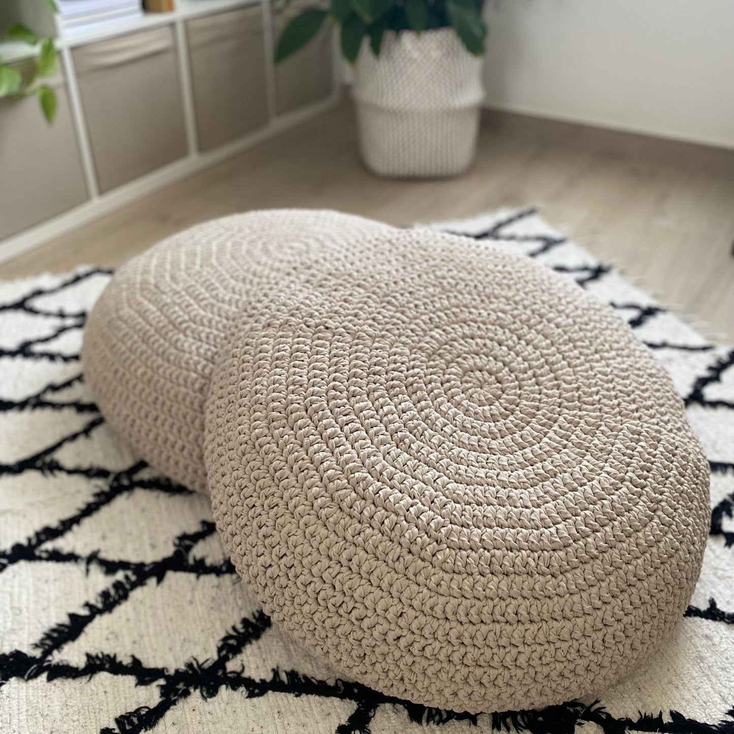 Crochet Floor Pillow Seats | Modern Seating Poufs