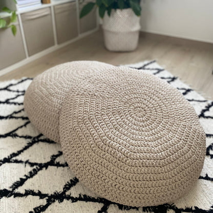 Crochet Floor Pillow Seats | Modern Seating Poufs