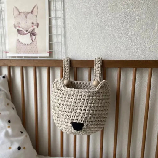 Crochet Fox Baskets | Light Beige Crib Storage