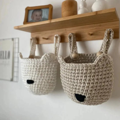 Crochet Fox Baskets | Light Beige Crib Storage