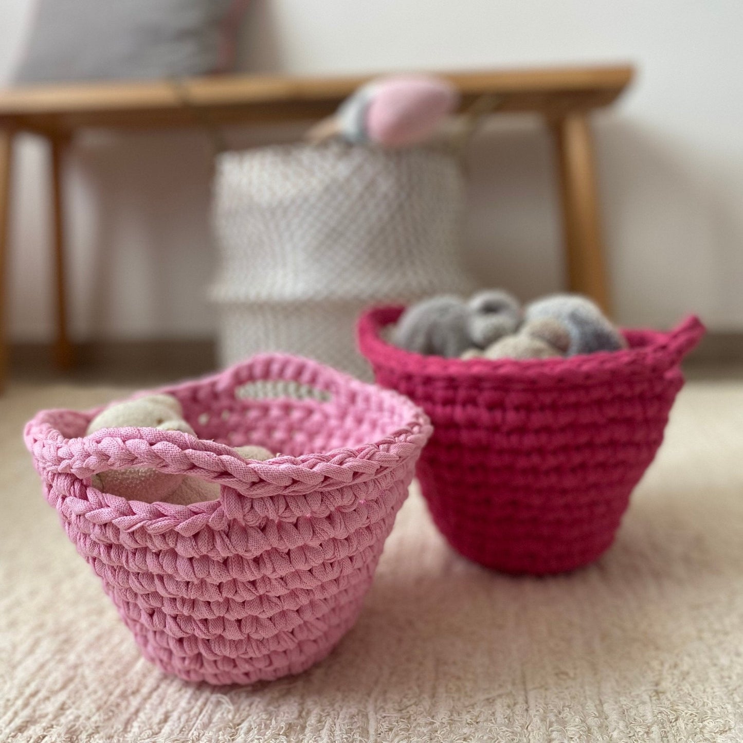 Crochet Kids Baskets, Unique Small Storage