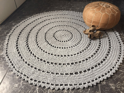 Crochet Round Doily Rug, Mandala Floor Mat