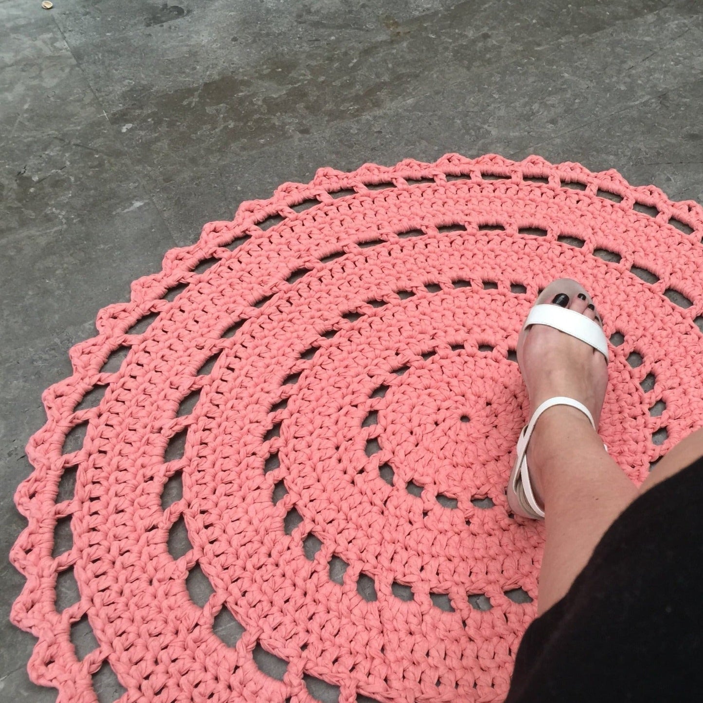Crochet Round Doily Rug, Mandala Floor Mat
